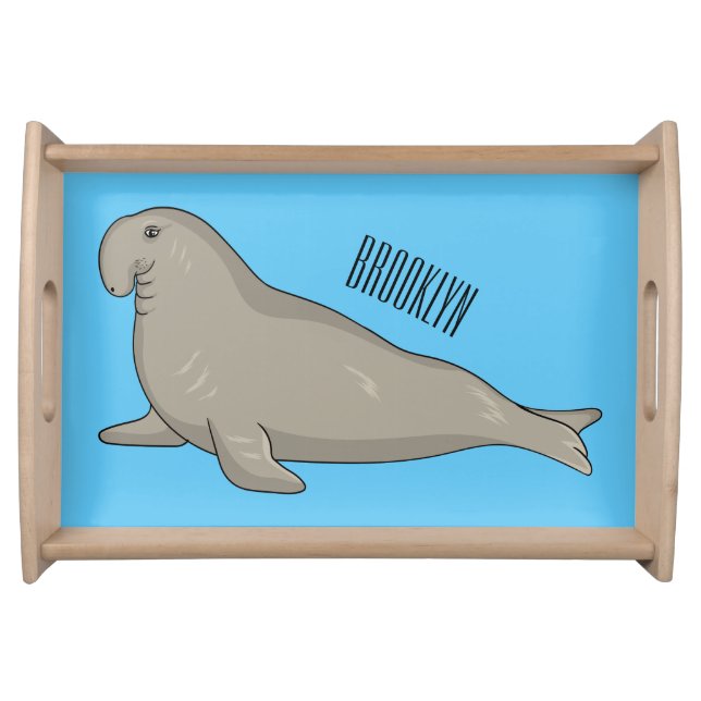 Elephant seal cartoon illustration serving tray (Front)