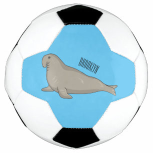 Elephant seal cartoon illustration soccer ball