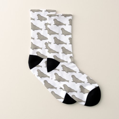 Elephant seal cartoon illustration  socks