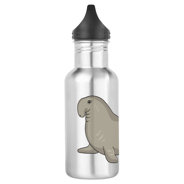 Elephant seal cartoon illustration  stainless steel water bottle (Left)