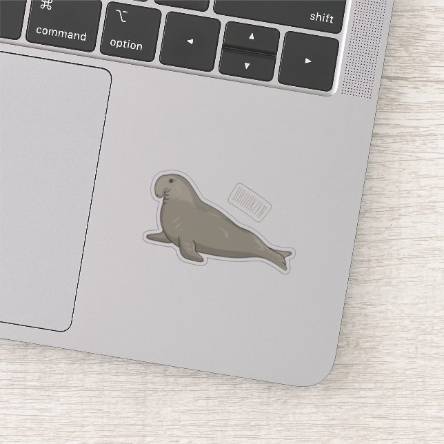 Elephant seal cartoon illustration sticker (Detail)