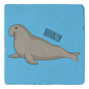 Elephant seal cartoon illustration trivet