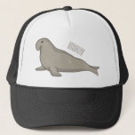 Elephant seal cartoon illustration trucker hat