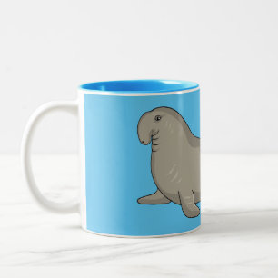 Elephant seal cartoon illustration Two-Tone coffee mug