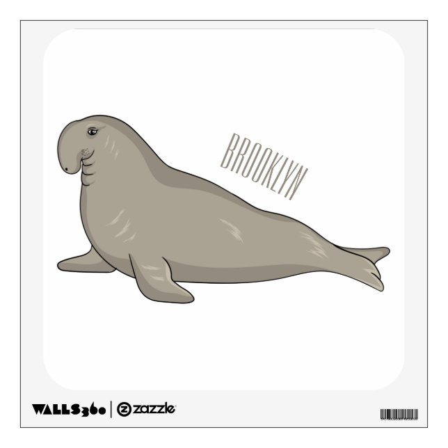 Elephant seal cartoon illustration  wall decal (Front)