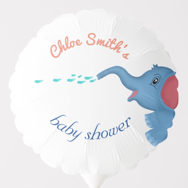 Elephant showering baby shower Balloon (Front)