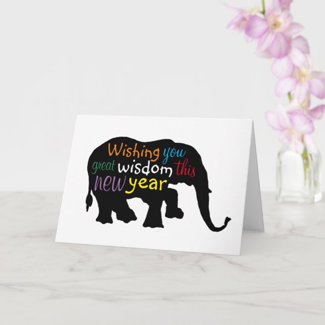 Elephant Silhouette - Any Color - Card (Orchid)