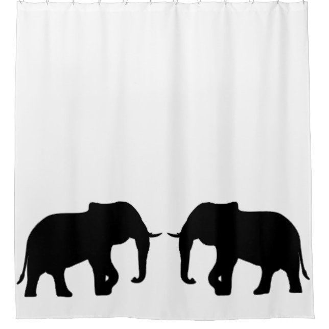 Elephant Silhouette black + your ideas Shower Curtain (Front)