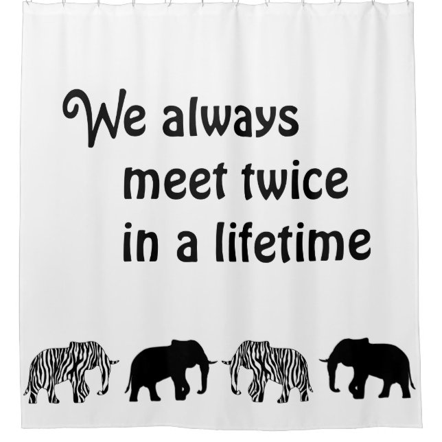 Elephant Silhouette black & zebra stripes Shower Curtain (Front)