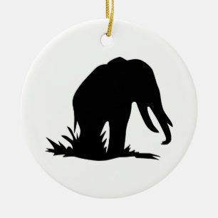 Elephant Silhouette Ceramic Ornament