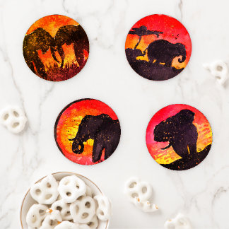Elephant silhouette coasters watercolor