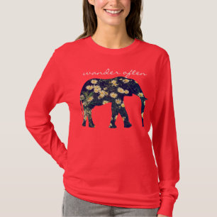 Elephant Silhouette Daisy Inspirational Hipster T-Shirt
