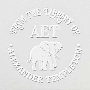 Elephant Silhouette Library Book Name Initials #2 Embosser