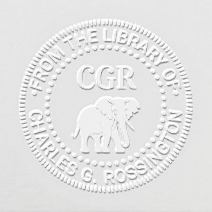 Elephant Silhouette Library Book Name Initials Embosser