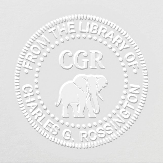 Elephant Silhouette Library Book Name Initials Embosser (Design)