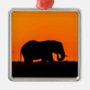 Elephant silhouette metal ornament