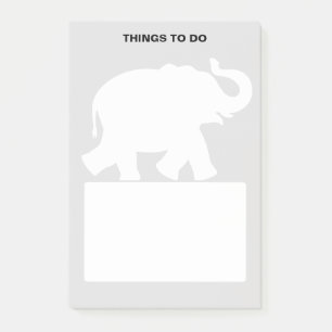 Elephant Silhouette on Light Gray Things To Do Post-it Notes