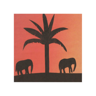 Elephant Silhouette on Wood Wall Decor