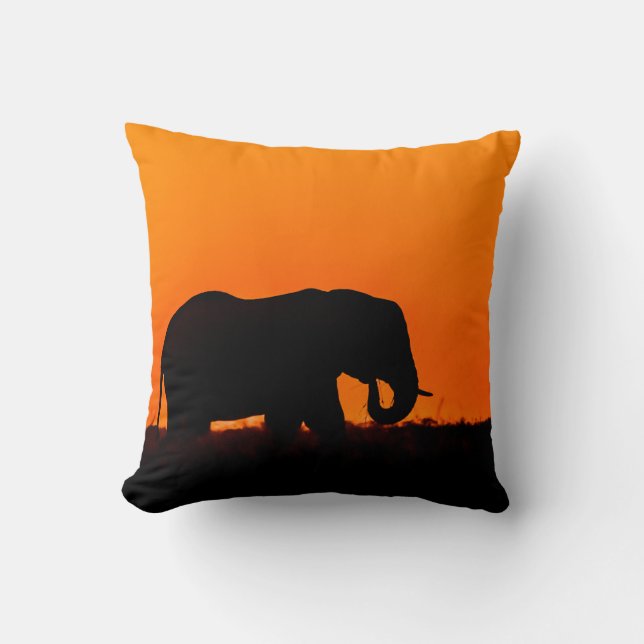 Elephant Silhouette Throw Pillow (Front)