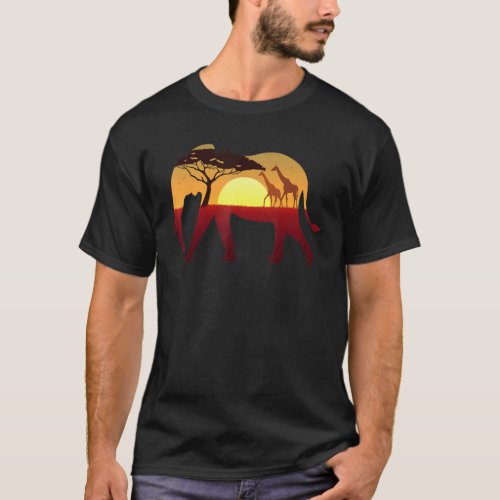 Elephant Silhouette Vintage Safari Retro Sunset Wi T_Shirt