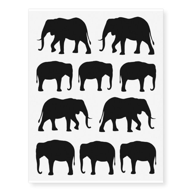 Elephant Silhouettes Temporary Tattoos (Front)