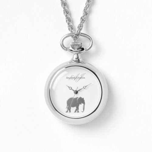 Elephant Silver Elegant Monogram Classy Custom Watch