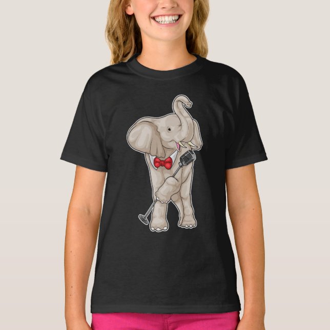 Elephant Singer Microphone Music T-Shirt (Front)