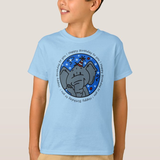 Elephant Sings Happy Birthday T-shirt (Front)