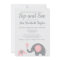 Elephant Sip and See Invitations in Pink and Gray