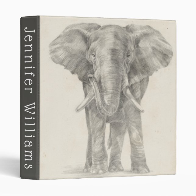 Elephant Sketch 3 Ring Binder (Front/Spine)
