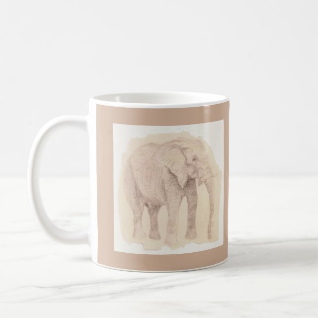 Elephant Sketch Art Coffee Mug (Left)