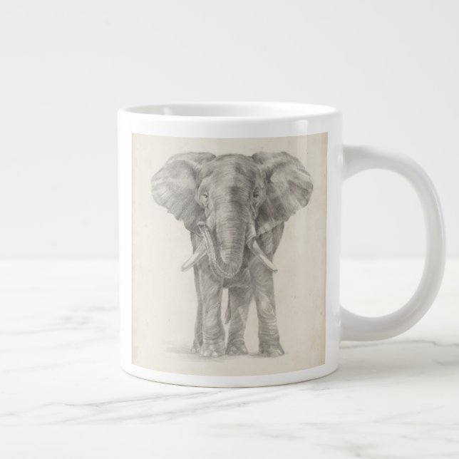 Elephant Sketch Giant Coffee Mug (Right)