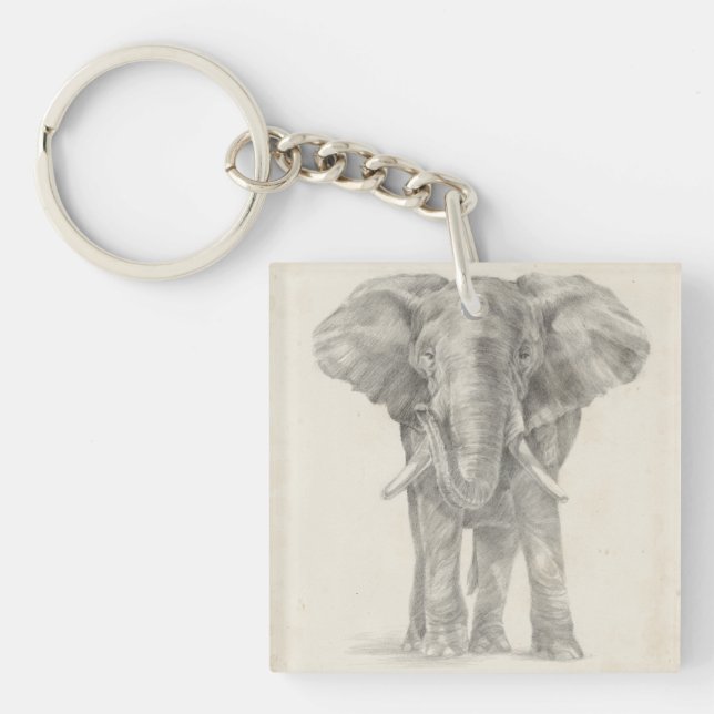 Elephant Sketch Keychain (Front)