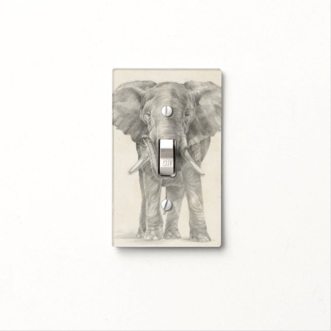Elephant Sketch Light Switch Cover (In Situ)