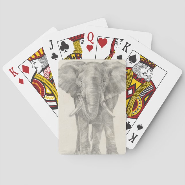 Elephant Sketch Poker Cards (Back)