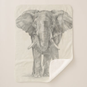 Elephant Sketch Sherpa Blanket
