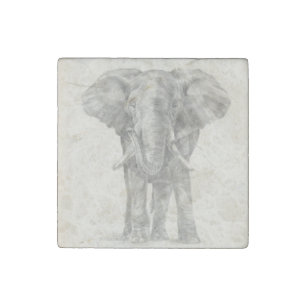 Elephant Sketch Stone Magnet