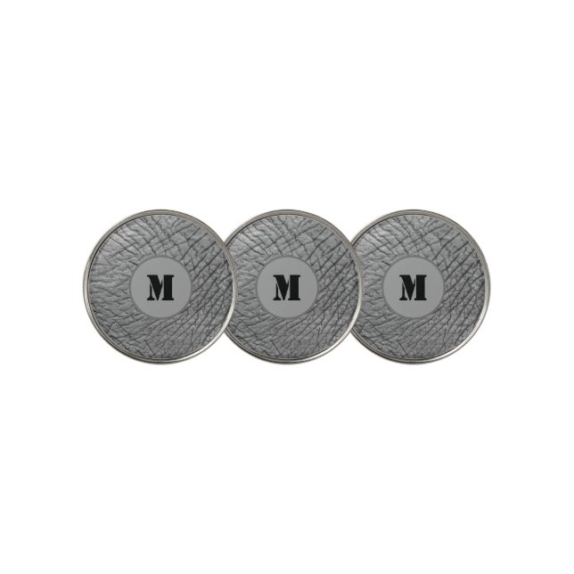 Elephant skin pattern modern monogram customizable golf ball marker (3 Up)
