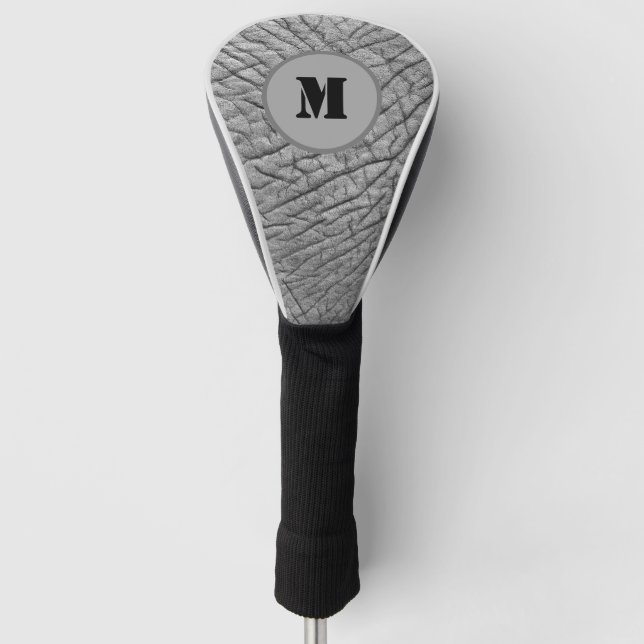 Elephant skin pattern modern monogram customizable golf head cover (Front)