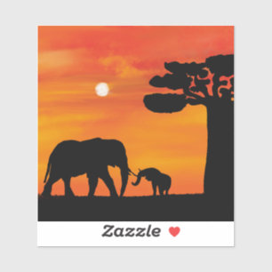 elephant, ,sky ,animals ,sunrise ,nature ,africa , sticker