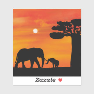elephant, ,sky ,animals ,sunrise ,nature ,africa , sticker