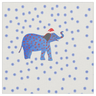 Elephant & Snowflakes Fabric