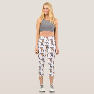 Elephant soccer player cartoon illustration capri leggings