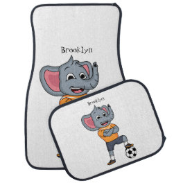Elephant soccer player cartoon illustration car floor mat