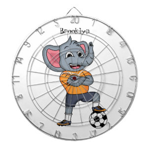 Elephant soccer player cartoon illustration dart board