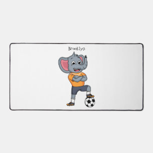 Elephant soccer player cartoon illustration  desk mat