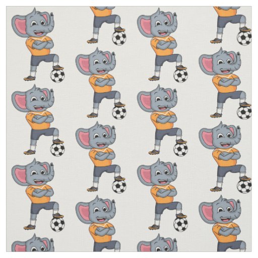 Elephant soccer player cartoon illustration fabric