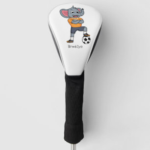 Elephant soccer player cartoon illustration golf head cover