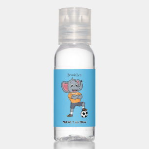 Elephant soccer player cartoon illustration hand sanitizer