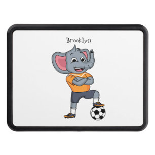 Elephant soccer player cartoon illustration hitch cover